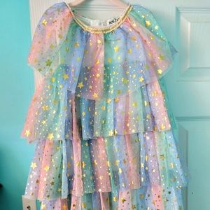 Girls ombre rainbow tulle dress